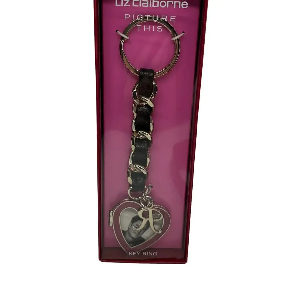 Liz Claiborne Keychain Picture This Heart Photo Locket Initial R Unisex Women